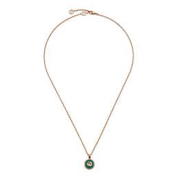 Gucci Interlocking 18ct Rose Gold Green Agate Necklace D