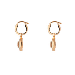 Gucci Interlocking 18ct Rose Gold Hoop Mother Of Pearl Earrings D