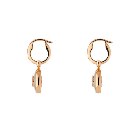 Gucci Interlocking 18ct Rose Gold Hoop Mother Of Pearl Earrings D