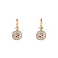 Gucci Interlocking 18ct Rose Gold Hoop Mother Of Pearl Earrings D