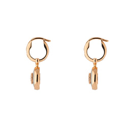 Gucci Interlocking 18ct Rose Gold Hoop Mother Of Pearl Earrings