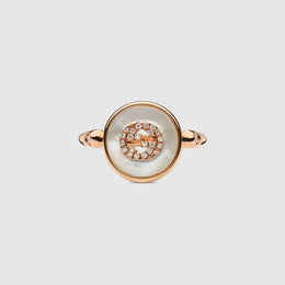 Gucci Interlocking 18ct Rose Gold Mother Of Pearl Ring