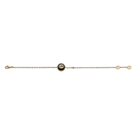 Gucci Interlocking 18ct Yellow Gold Black Onyx Bracelet