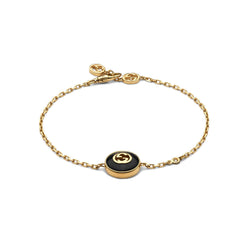 Gucci Interlocking 18ct Yellow Gold Black Onyx Bracelet