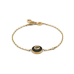 Gucci Interlocking 18ct Yellow Gold Black Onyx Bracelet