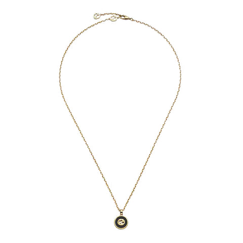 Gucci Interlocking 18ct Yellow Gold Black Onyx Necklace