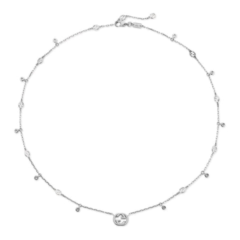 Gucci Interlocking G 18ct White Gold 0.27ct Diamond Necklace YBB729402003