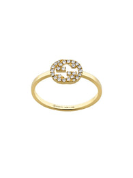 Gucci Interlocking 18ct Yellow Gold 0.12ct Diamond Ring D