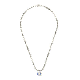 Gucci Interlocking G Boule Chain Sterling Silver Blue Enamel Necklace YBB753438001