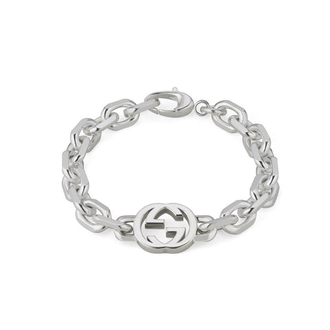Gucci Interlocking G Motif Sterling Silver Bracelet YBA627068002