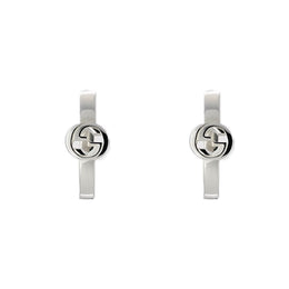 Gucci Interlocking Sterling Silver Hoop Earrings D