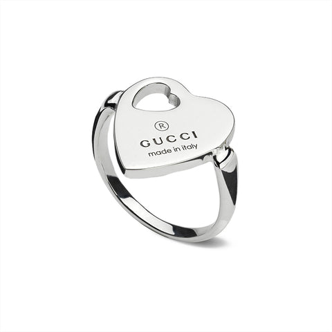 Gucci Trademark Sterling Silver Heart Ring  D