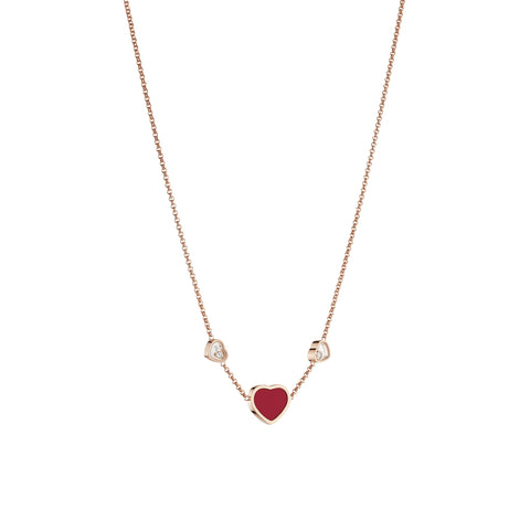 Chopard Happy Hearts 18ct Rose Gold Red Stone Necklace