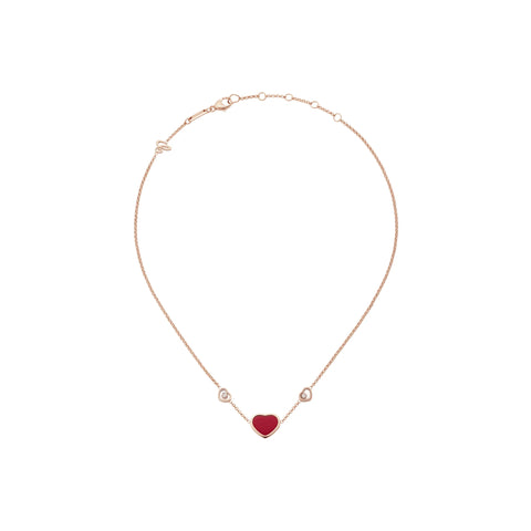 Chopard Happy Hearts 18ct Rose Gold Red Stone Necklace