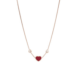 Chopard Happy Hearts 18ct Rose Gold Red Stone Necklace 81A082-5801