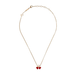 Chopard Happy Hearts Wings 18ct Rose Gold Red Stone Necklace