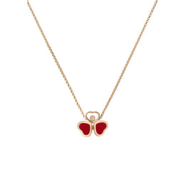 Chopard Happy Hearts Wings 18ct Rose Gold Red Stone Necklace