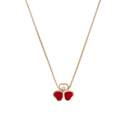Chopard Happy Hearts Wings 18ct Rose Gold Red Stone Necklace 81A083-5811