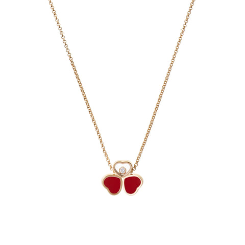Chopard Happy Hearts Wings 18ct Rose Gold Red Stone Necklace 81A083-5811