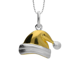 Sterling Silver & Yellow Gold Plated Santa Hat Necklace