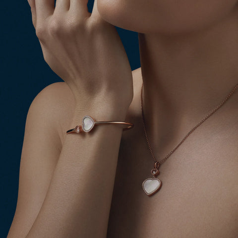 Chopard Happy Hearts 18ct Rose Gold 0.19ct Diamond Mother of Pearl Bangle