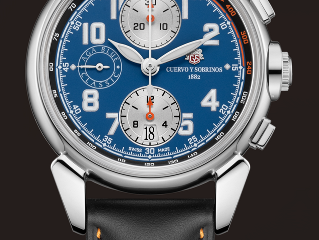 Cuervo y Sobrinos Chronograph Aga Blue Classic Limited Edition Watch