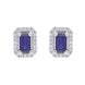 18ct White Gold 0.12ct Diamond 0.71ct Sapphire Ecut Claw Pavé Cluster Earrings