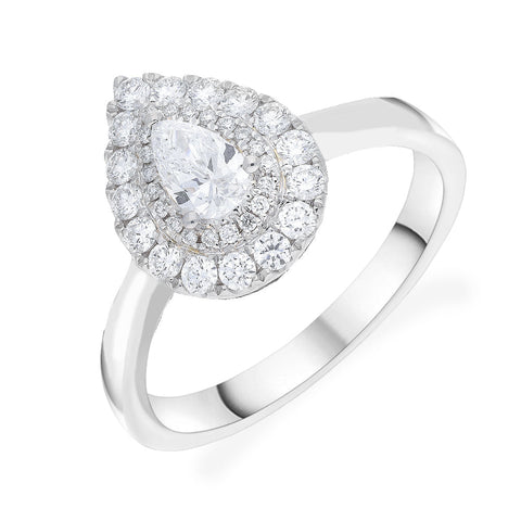 Platinum 0.39ct Diamond Two Row Pear Cut Cluster Ring Cluster Ring