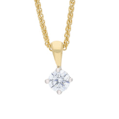 18ct Yellow Gold 0.26ct Diamond W3 Solitaire Claw Pendant & Chain