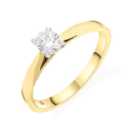 18ct Yellow Gold 0.30ct GIA Diamond 4 Claw Solitaire Ring