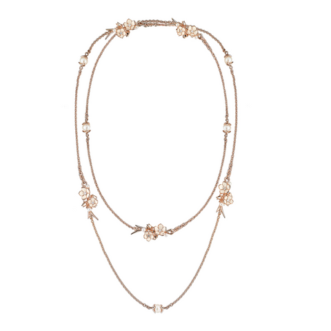 Shaun Leane Cherry Blossom 18ct Rose Gold Plated Sterling Silver Diamond Necklace D