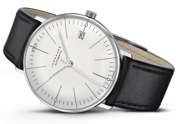 Junghans Max Bill Kleine Automatic Watch with silver dial, leather strap, steel case