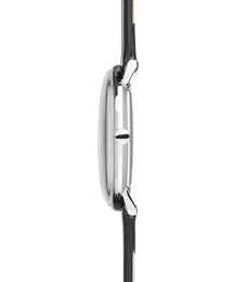 Junghans Max Bill Ladies Quartz Watch with silver dial, leather strap, steel case