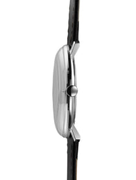 Junghans Max Bill Quartz Watch with silver dial, leather strap, steel case