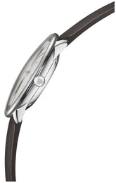 Junghans Meister Fein Automatic Watch with silver dial, leather strap, steel case