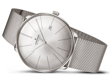Junghans Meister Fein Automatic Watch with silver dial, steel bracelet, steel case