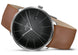 Junghans Meister Fein Automatic Watch with black dial, leather strap, steel case