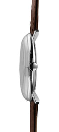 Junghans Max Bill Gents Quartz Watch with silver dial, leather strap, steel case