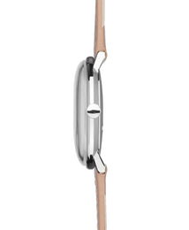 Junghans Max Bill Handaufzug Watch with silver dial, leather strap, steel case