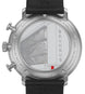 Junghans Max Bill Chronoscope Watch with white dial, leather strap, steel case