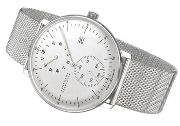 Junghans Max Bill Regulator Watch with silver dial, steel bracelet, steel case