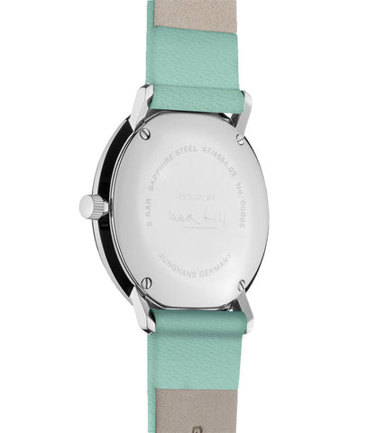 Junghans Max Bill Damen Watch with blue dial, leather strap, steel case