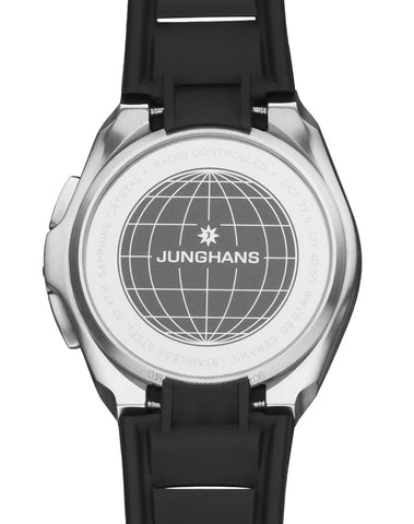 Junghans Spektrum Mega Solar Watch with black dial, rubber strap, steel case