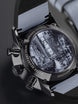 Junghans Form A Chronoscope Watch with black dial, leather strap, black pvd case