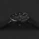 Junghans Form A Chronoscope Watch with black dial, leather strap, black pvd case