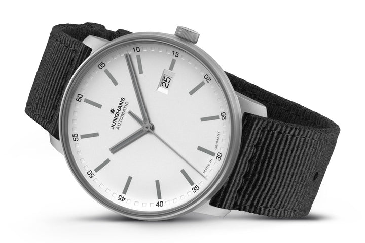 Junghans Form A Titan Watch with silver dial, synthetic strap, titanium case
