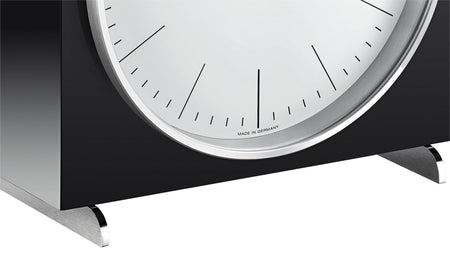 Junghans Max Bill Tischuhr Clock with white dial, wood case