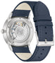 Junghans Meister Worldtimer Watch with blue dial, leather strap, steel case