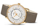 Junghans Meister Worldtimer Watch with silver dial, leather strap, rose gold pvd case
