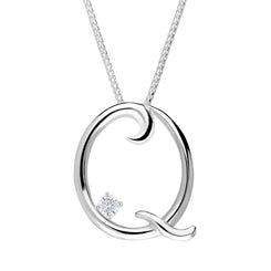 Love Letters 18ct White Gold 0.10ct Diamond Initial Q Necklace